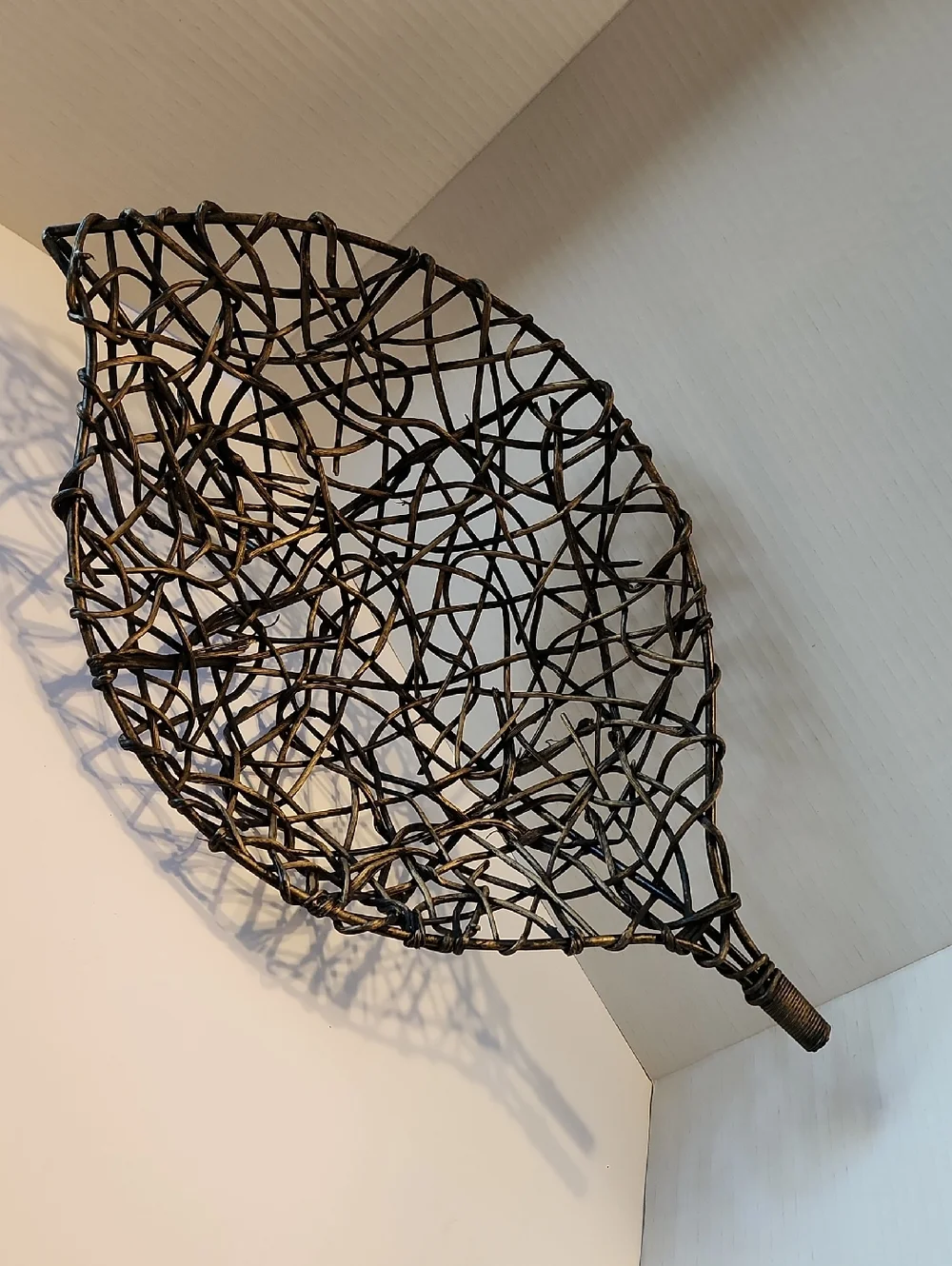 Decorative Fruit Basket. Bronze Colored, Made Of Metal And Vines With 3 Legs